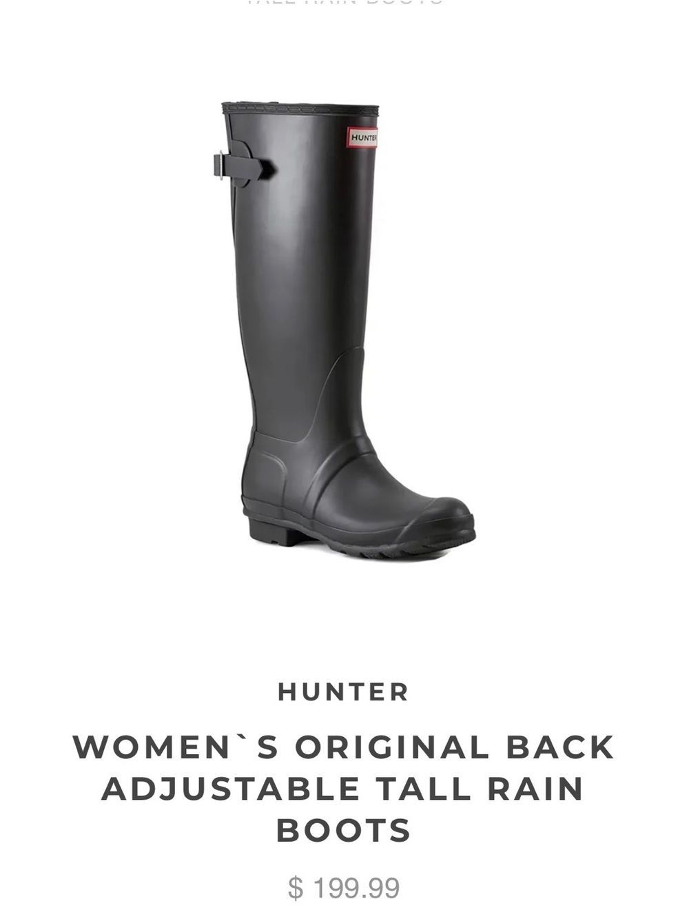 Hunter Tall Black Men's Waterproof Rain Boots
